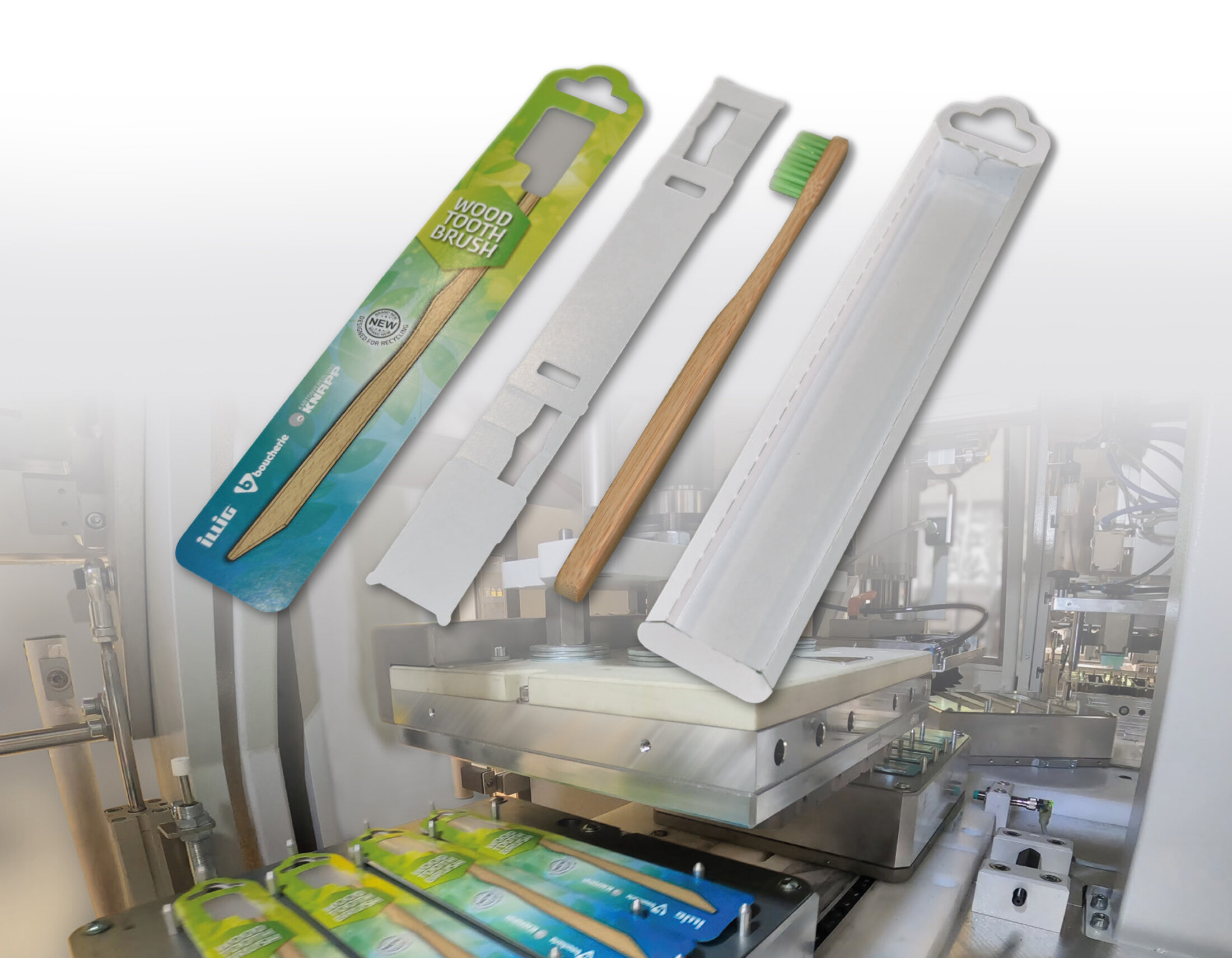 ILLIG's HSU 35b flexible packaging system is suitable for sustainable blister packaging made of solid cardboard with inlay for product fixation. | © ILLIG Maschinenbau Gmbh & Co. KG