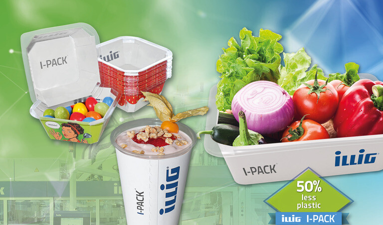 Umweltschonende Lösungen von ILLIG – über 50% weniger Kunststoff mit I-PACK®. | © ILLIG Maschinenbau GmbH & Co. KG Umweltschonende Lösungen von ILLIG – über 50% weniger Kunststoff mit I-PACK®. | © ILLIG Maschinenbau GmbH & Co. KG